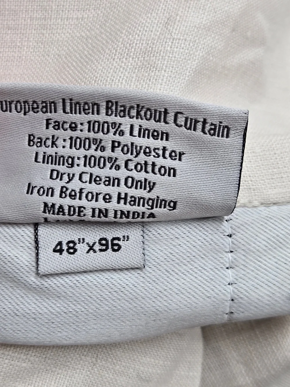 QUINCE Set Of 2 48x96 European Linen True Blackout Curtains Cream 9504